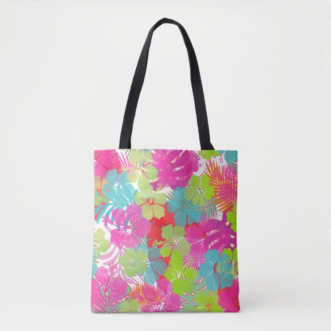 Tote Bag PixDezines Aloha Hibiscus/forêt tropicale (Devant)