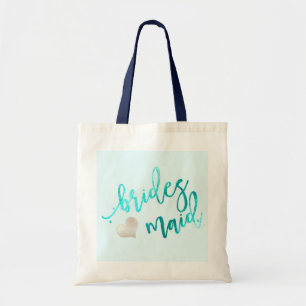 Tote Bag PixDezines Bridesmaid/Faux Foil/Aqua