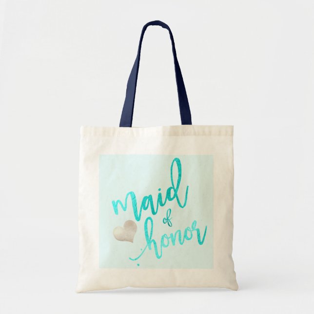 Tote Bag PixDezines Maid of Honor/Faux Foil/Aqua (Devant)