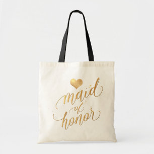 Tote Bag PixDezines Maid of Honor/Faux Gold Script