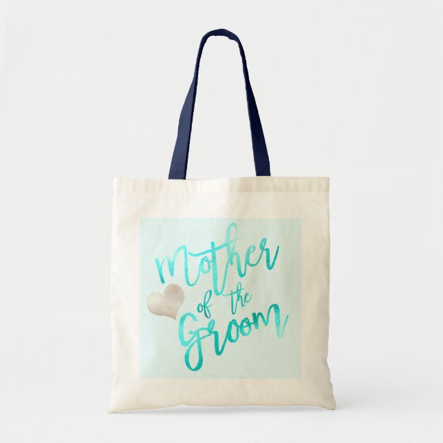 Tote Bag PixDezines Mère de Groom/Faux Foil/Blue/Script (Devant)