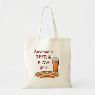 Tote Bag PIZZA BEER ANYTIME Cartoon