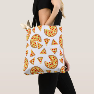 Tote Bag Pizza et tranches de cool motif sur blanc