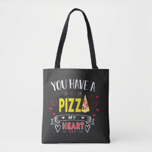 Tote Bag Pizza Mon Coeur Romantique Drôle Citation