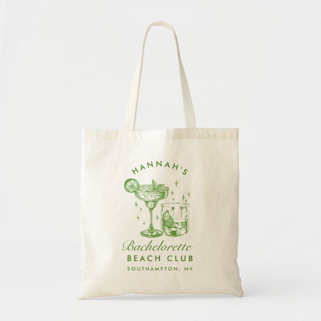 Tote Bag Plage Bachelorette Rétro Moderne Personnalisé (Devant)