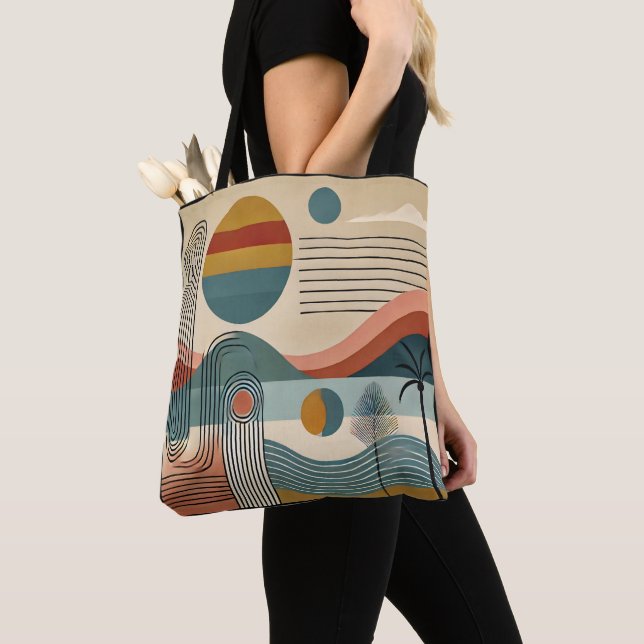 Tote Bag Plage d'art moderne du milieu du siècle Sunrise (De près)