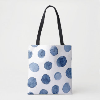Tote Bag Plage d'été cool moderne points d'aquarelle bleu