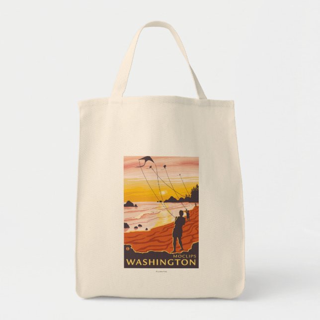 Tote Bag Plage et cerfs-volants - Moclips, Washington (Devant)
