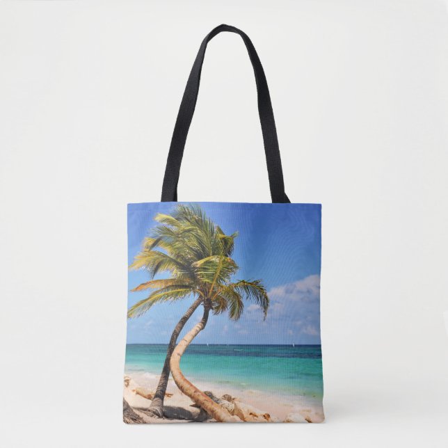 Tote Bag Plage et palmier tropicaux (Devant)