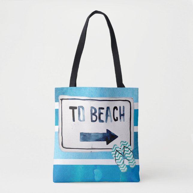 Tote Bag Plage Famille Réunion aquarelle surf (Devant)