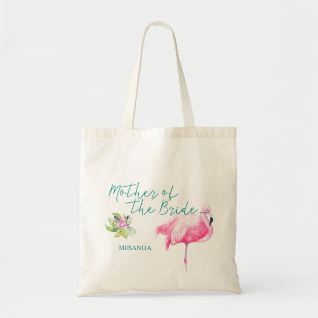 Tote Bag Plage mer flamingo mère mariage de la mariée (Devant)