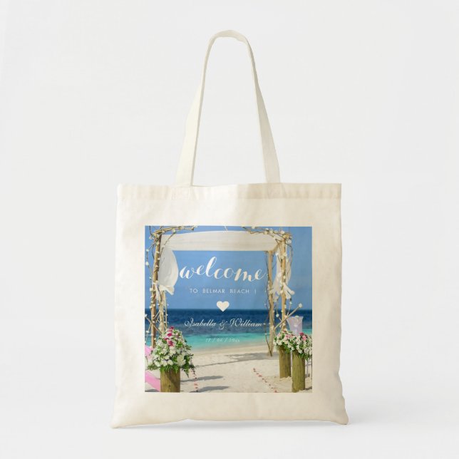 Tote Bag Plage moderne Mariage d'été Bienvenue Faveur (Devant)