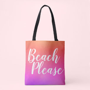 Tote Bag Plage Please Orange Pink Ombre Beach