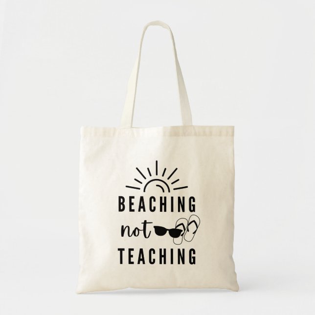 Tote Bag Plage sans enseignement | Cadeau enseignant | Summ (Devant)