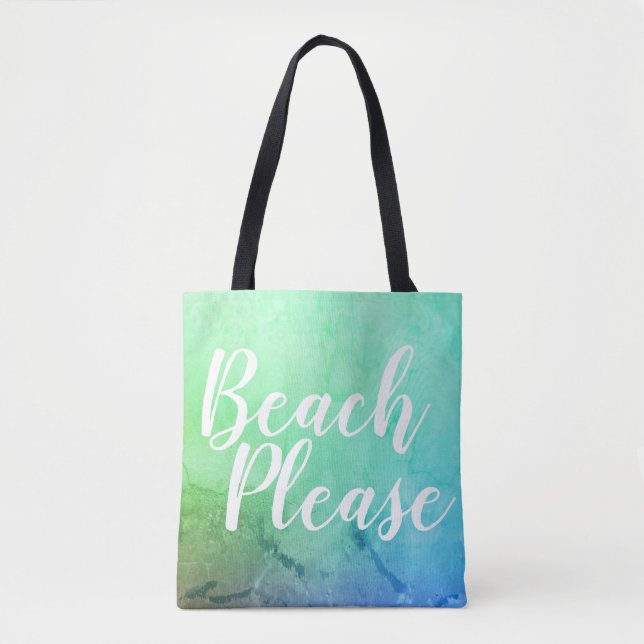 Tote Bag Plage S'il vous plaît Turquoise Blue Ombre Beach (Devant)