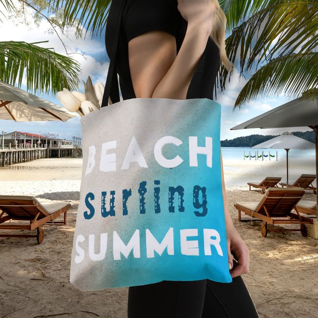 Tote Bag Plage Surf Typographie Été Sable Océan (Créateur téléchargé)