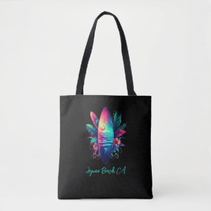 Tote Bag Plage Tropical Surboard