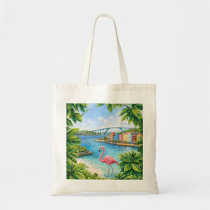 Tote Bag Plage tropicale aux flamants de Curaçao