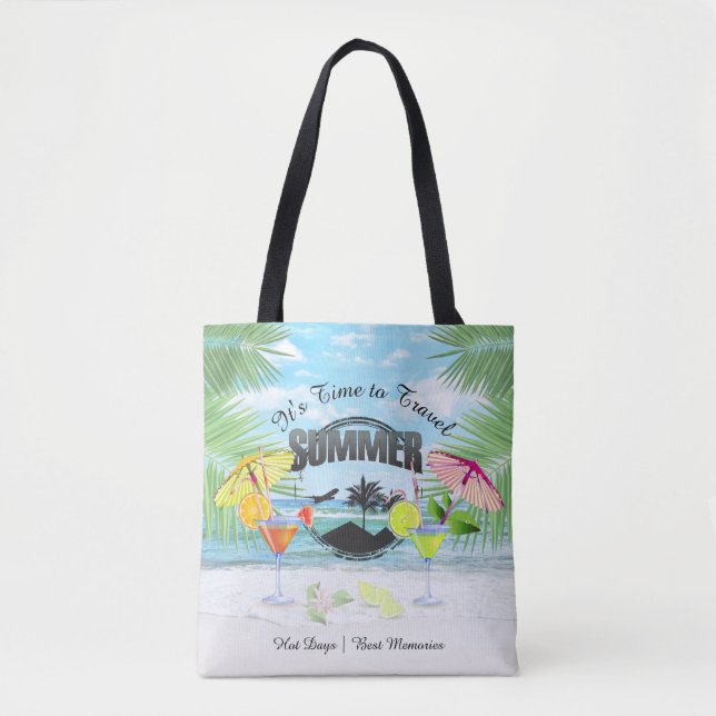Tote Bag Plage tropicale, vacances d'été | Personnalisé (Devant)