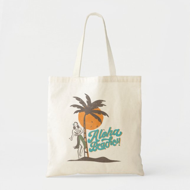 Tote Bag Plages d'Aloha Hula Girl Hawaii Hawaii Retro Hawai (Devant)