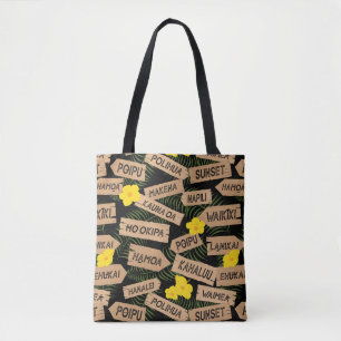 Tote Bag Plages hawaïennes en noir