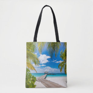 Tote Bag Plages tropicales Jetty en bois des Maldives