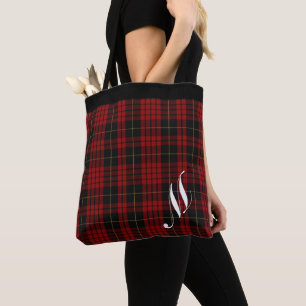 Tote Bag Plaid classique Fourre-tout décoré d'un monogramme