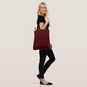 Tote Bag Plaid de buffle rouge et noir