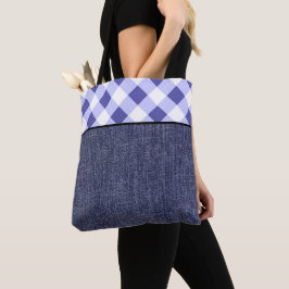 Tote Bag Plaid et denim