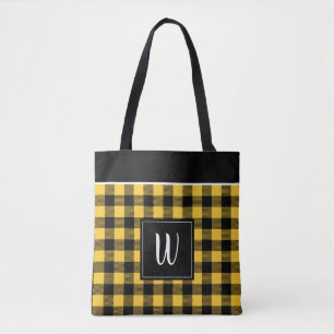 Tote Bag Plaid jaune personnalisé de contrôle de Buffalo
