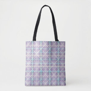 Tote Bag Plaid Pastel Géométrique