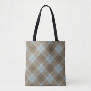 Tote Bag Plaid polarisé dans le bleu et le brun