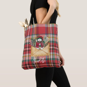 Tote Bag Plaid Rustic Holidays Personnalisé Cute