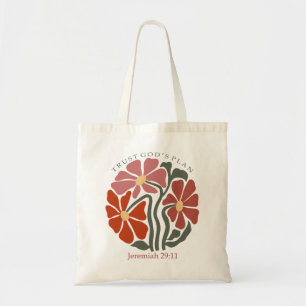 Tote Bag Plan des dieux de confiance Bible Verse Fleur sauv