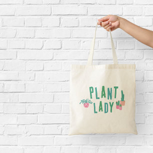 Tote Bag Plant Lady Rose et Vert Illustré