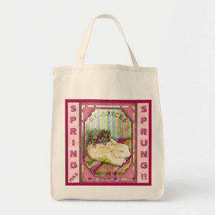 Tote Bag Planteur lapin rose Pâques personnalisé