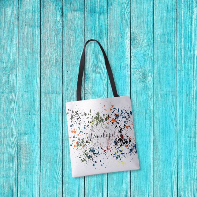 Tote Bag Plaques de peinture Messy Moderne Abstrait Votre n (Créateur téléchargé)