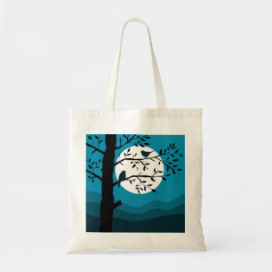 Tote Bag Pleine lune de nuit avec des oiseaux