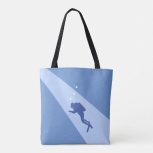 Tote Bag Plongeur en scaphandre bleu