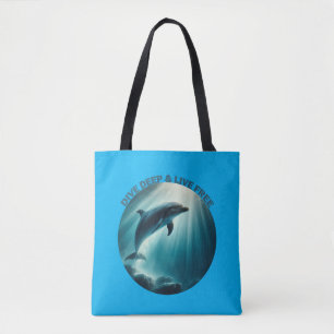 Tote Bag Plongez profond, vivez libre dauphin