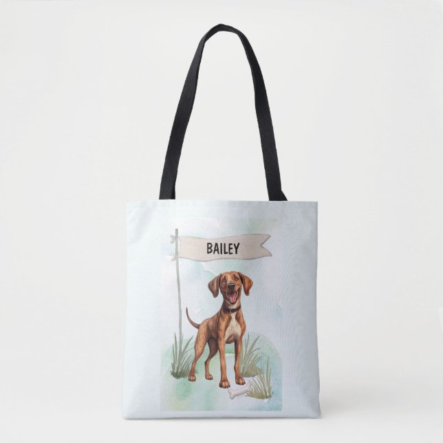 Tote Bag Plott Aquarelle Chien Personnalisé (Devant)