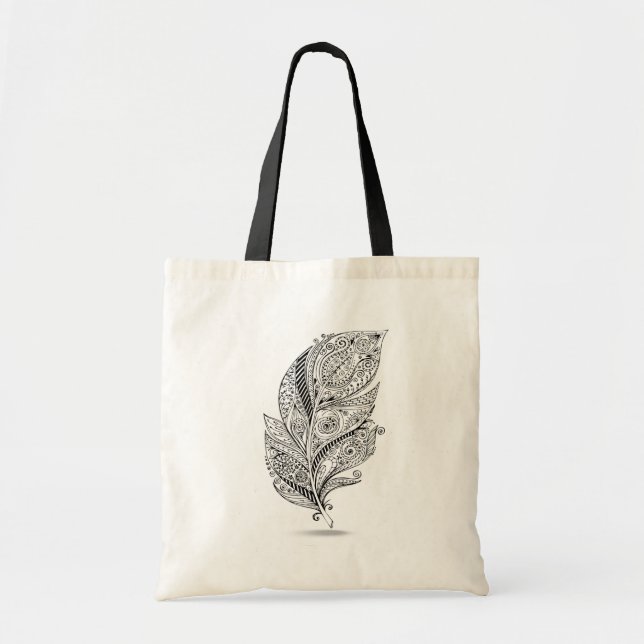 Tote Bag Plume tribale inspirée (Devant)