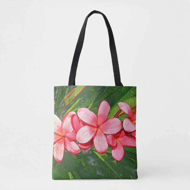 Tote Bag Plumerias rose (Devant)