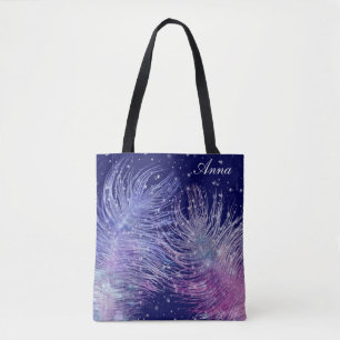 Tote Bag *~* Plumes célestes mystiques cosmiques Bleu noctu