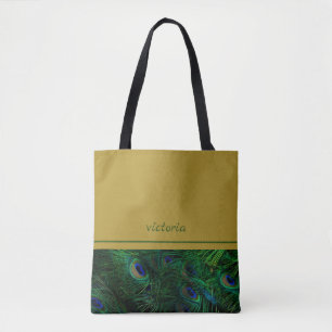 Tote Bag Plumes chic Peacock Monogrammé