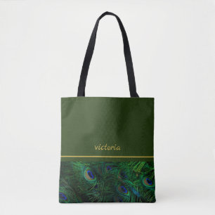 Tote Bag Plumes chic Peacock Monogrammé
