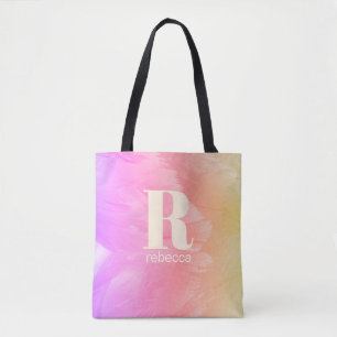 Tote Bag Plumes de cygne Pastel Rainbow Ombre