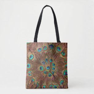 Tote Bag Plumes de paon sur une fourre-tout