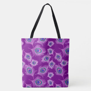 Tote Bag Plumes d'orchidée Peacock sur Amethyst violet