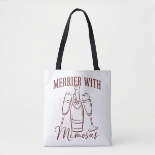 Tote Bag Plus joyeux avec Mimosas Noël Prosecco Fête de vin